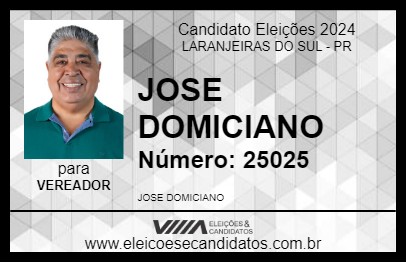 Candidato JOSE DOMICIANO (BIZORRO) 2024 - LARANJEIRAS DO SUL - Eleições