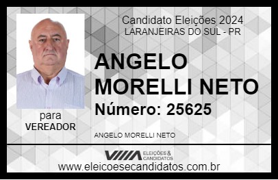 Candidato ANGELO MORELLI NETO 2024 - LARANJEIRAS DO SUL - Eleições