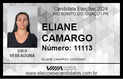 Candidato ELIANE CAMARGO 2024 - RIO BONITO DO IGUAÇU - Eleições