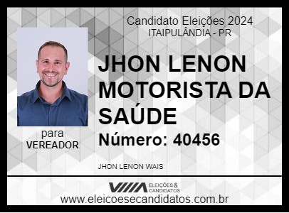 Candidato JHON LENON DA SAÚDE 2024 - ITAIPULÂNDIA - Eleições