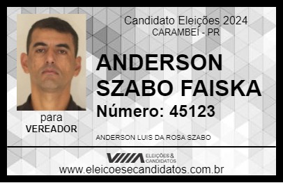 Candidato ANDERSON SZABO FAISKA 2024 - CARAMBEÍ - Eleições