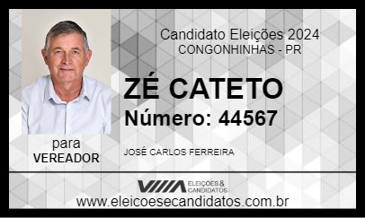 Candidato ZÉ CATETO 2024 - CONGONHINHAS - Eleições