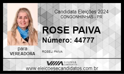 Candidato ROSE PAIVA 2024 - CONGONHINHAS - Eleições