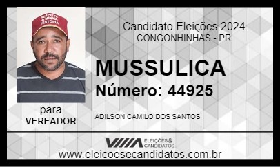 Candidato MUSSULICA 2024 - CONGONHINHAS - Eleições