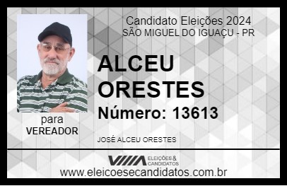 Candidato ALCEU ORESTES 2024 - SÃO MIGUEL DO IGUAÇU - Eleições