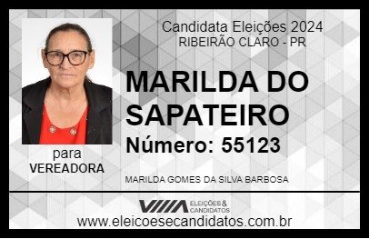 Candidato MARILDA DO SAPATEIRO 2024 - RIBEIRÃO CLARO - Eleições