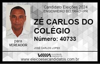 Candidato ZÉ CARLOS DO COLÉGIO 2024 - ENGENHEIRO BELTRÃO - Eleições