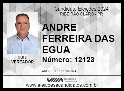 Candidato ANDRE FERREIRA DAS EGUA 2024 - RIBEIRÃO CLARO - Eleições