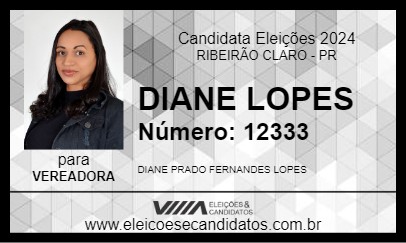 Candidato DIANE LOPES 2024 - RIBEIRÃO CLARO - Eleições