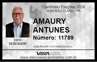 Candidato AMAURY ANTUNES  2024 - RIBEIRÃO CLARO - Eleições