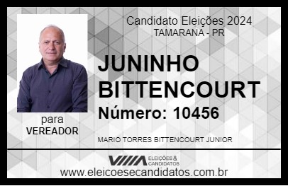 Candidato JUNINHO BITTENCOURT  2024 - TAMARANA - Eleições