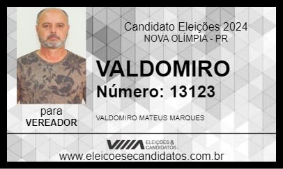 Candidato VALDOMIRO 2024 - NOVA OLÍMPIA - Eleições