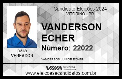 Candidato VANDERSON ECHER 2024 - VITORINO - Eleições