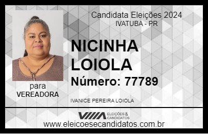 Candidato NICINHA LOIOLA 2024 - IVATUBA - Eleições