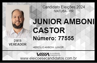 Candidato JUNIOR AMBONI CASTOR 2024 - IVATUBA - Eleições