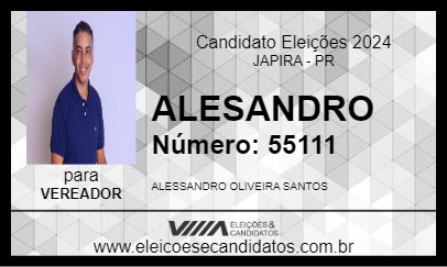 Candidato ALESANDRO 2024 - JAPIRA - Eleições