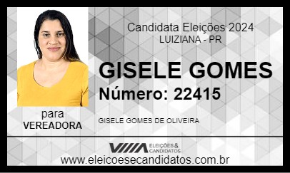 Candidato GISELE GOMES 2024 - LUIZIANA - Eleições