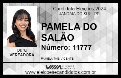 Candidato PAMELA DO SALÃO 2024 - JANDAIA DO SUL - Eleições