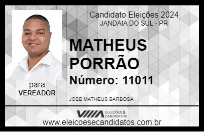 Candidato MATHEUS PORRÃO 2024 - JANDAIA DO SUL - Eleições