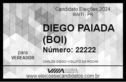 Candidato DIEGO PAIADA (BOI) 2024 - IBAITI - Eleições