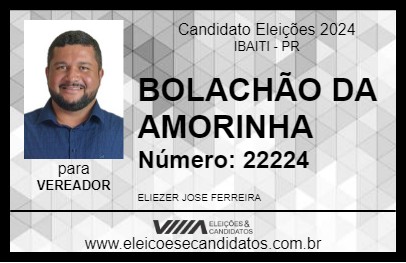 Candidato BOLACHÃO DA AMORINHA 2024 - IBAITI - Eleições