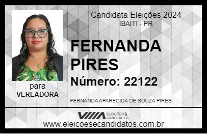 Candidato FERNANDA PIRES 2024 - IBAITI - Eleições