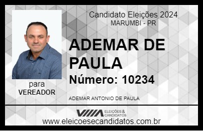 Candidato ADEMAR DE PAULA 2024 - MARUMBI - Eleições