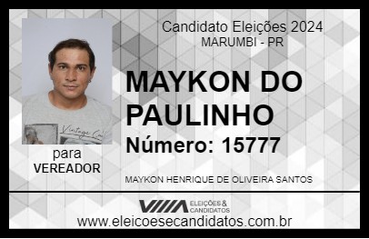 Candidato MAYKON DO PAULINHO 2024 - MARUMBI - Eleições