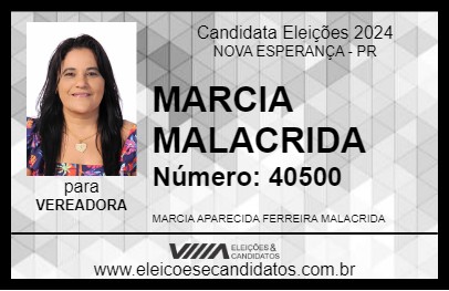 Candidato MARCIA MALACRIDA 2024 - NOVA ESPERANÇA - Eleições