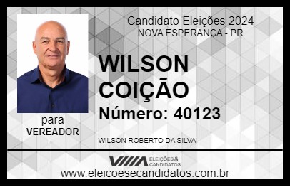 Candidato WILSON COIÇÃO 2024 - NOVA ESPERANÇA - Eleições