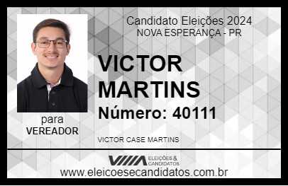 Candidato VICTOR MARTINS 2024 - NOVA ESPERANÇA - Eleições