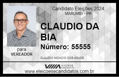 Candidato CLAUDIO DA BIA 2024 - MARUMBI - Eleições