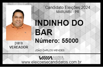 Candidato INDINHO DO BAR 2024 - MARUMBI - Eleições