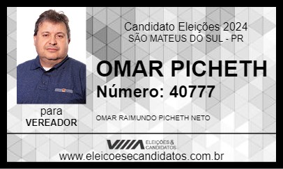 Candidato OMAR PICHETH 2024 - SÃO MATEUS DO SUL - Eleições