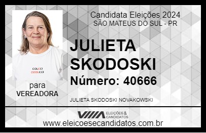 Candidato JULIETA SKODOSKI 2024 - SÃO MATEUS DO SUL - Eleições