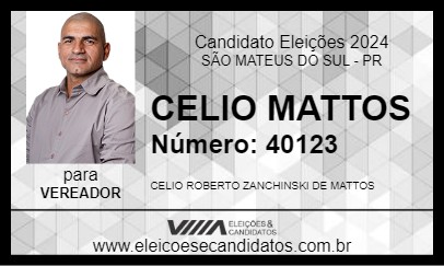 Candidato CELIO MATTOS 2024 - SÃO MATEUS DO SUL - Eleições