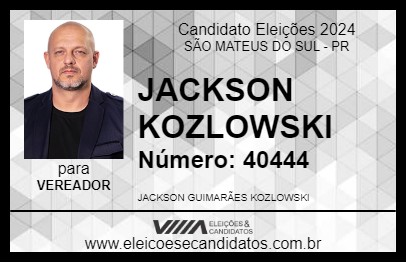 Candidato JACKSON KOZLOWSKI 2024 - SÃO MATEUS DO SUL - Eleições