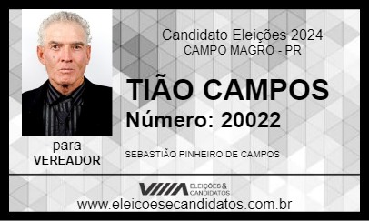 Candidato TIÃO CAMPOS 2024 - CAMPO MAGRO - Eleições