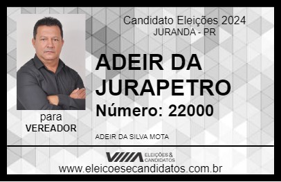 Candidato ADEIR DA JURAPETRO  2024 - JURANDA - Eleições