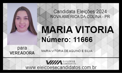 Candidato MARIA VITORIA 2024 - NOVA AMÉRICA DA COLINA - Eleições