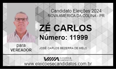 Candidato ZÉ CARLOS 2024 - NOVA AMÉRICA DA COLINA - Eleições