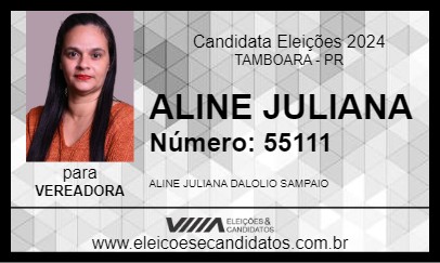 Candidato ALINE JULIANA 2024 - TAMBOARA - Eleições