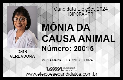 Candidato MÔNIA DA CAUSA ANIMAL 2024 - IBIPORÃ - Eleições