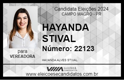 Candidato HAYANDA STIVAL 2024 - CAMPO MAGRO - Eleições