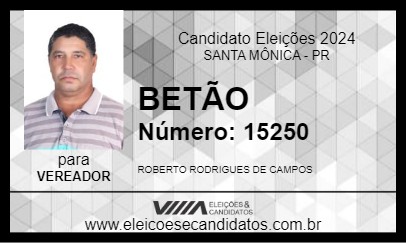 Candidato BETÃO 2024 - SANTA MÔNICA - Eleições