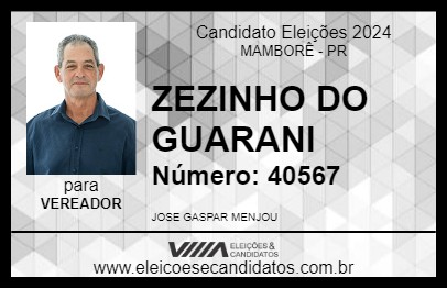 Candidato ZEZINHO DO GUARANI 2024 - MAMBORÊ - Eleições