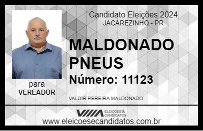 Candidato MALDONADO PNEUS 2024 - JACAREZINHO - Eleições