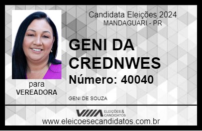 Candidato GENI DA CREDNWES 2024 - MANDAGUARI - Eleições