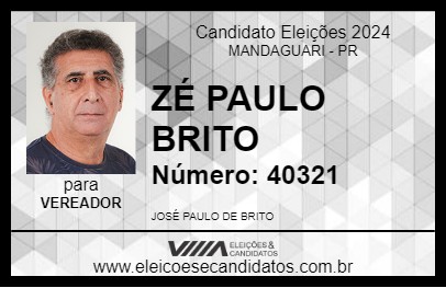 Candidato ZÉ PAULO BRITO 2024 - MANDAGUARI - Eleições