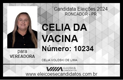 Candidato CELIA DA VACINA 2024 - RONCADOR - Eleições